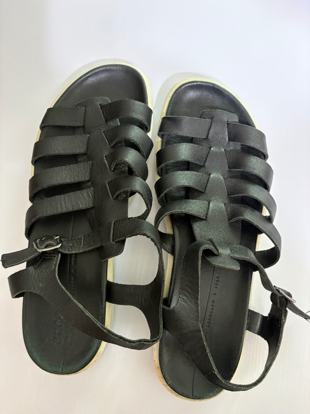 Ecco, black leather fisherman sandals - size 40 (US 10)